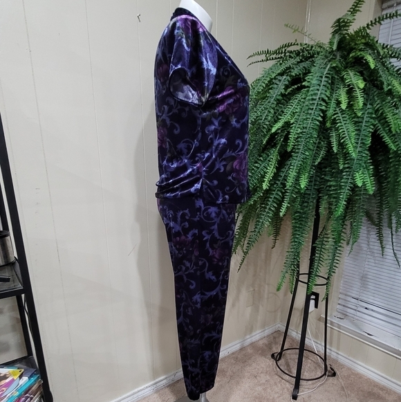 VTG California Dynasty Purple Floral Pajamas Set Women’s Sz M - Picture 3 of 15